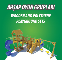 WOODEN AND POLYTHENE PLAYGROUND SETS
